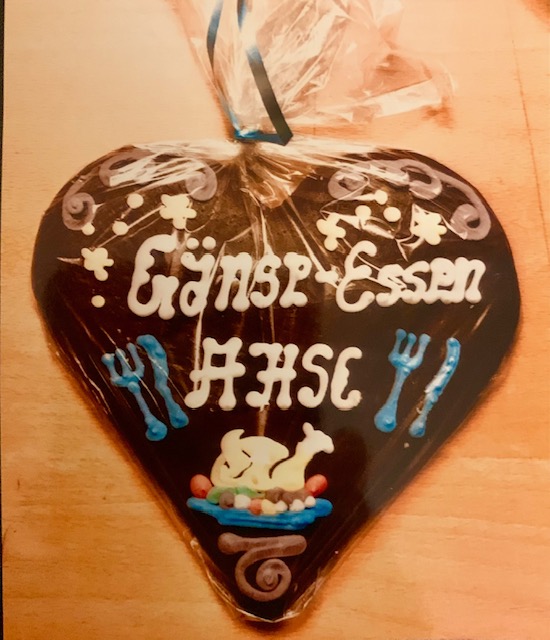 Lebkuchenherz mit Aufschrift Gaenseessen AHSC 